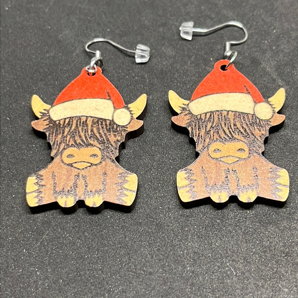 Earrings Christmas‎ highland cattle